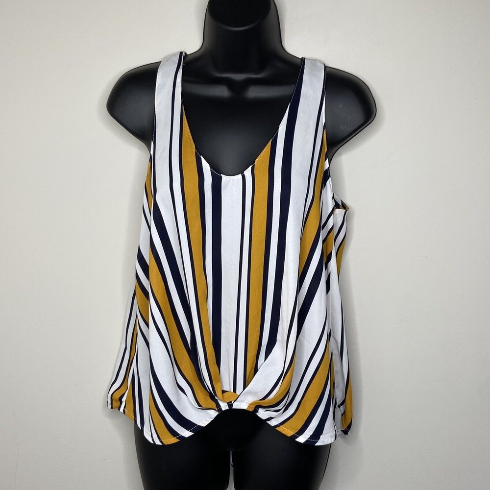 (Size-S) Lush Clothing Folded Front Stripped Blouse